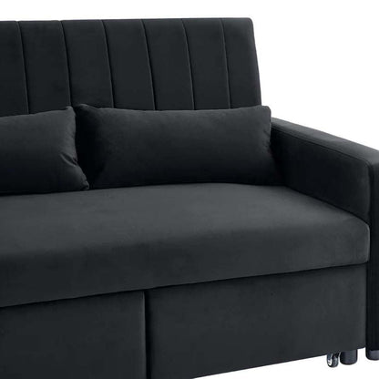 Anglia 3 Seater Storage Sofa Bed with Pull Out Chaise - Black Velvet zoom