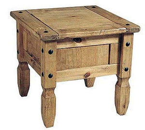 Corona Lamp Table - Distressed Waxed Pine