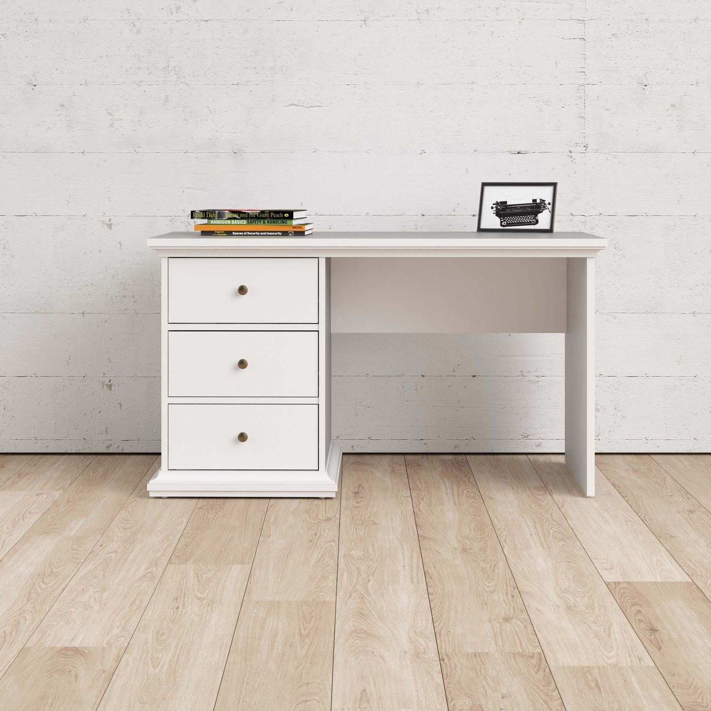 Paris Desk with 3 Drawers - White