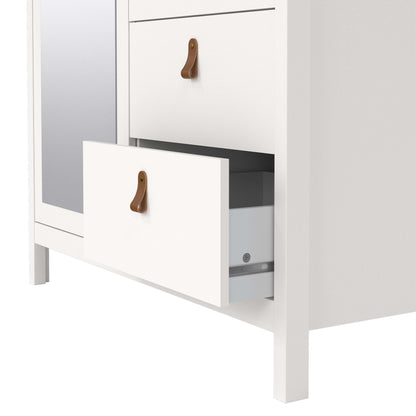 Madrid Wardrobe with 1 Plain door 1 mirror door and 2 drawers - White