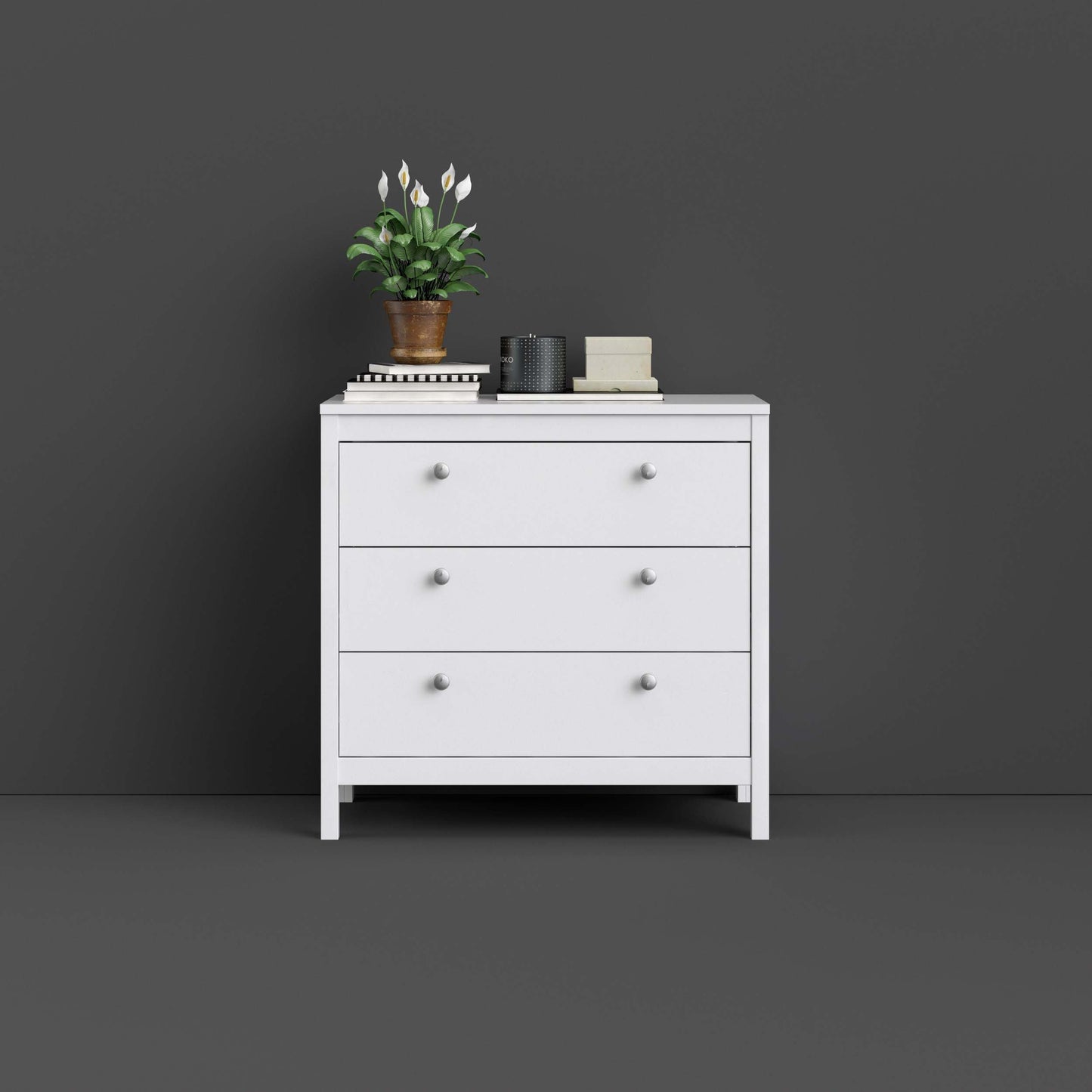 Madrid 3 Drawer Chest - White