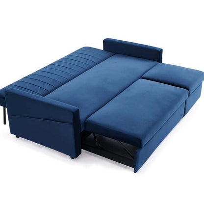 Anglia 3 Seater Storage Sofa Bed - Blue Velvet