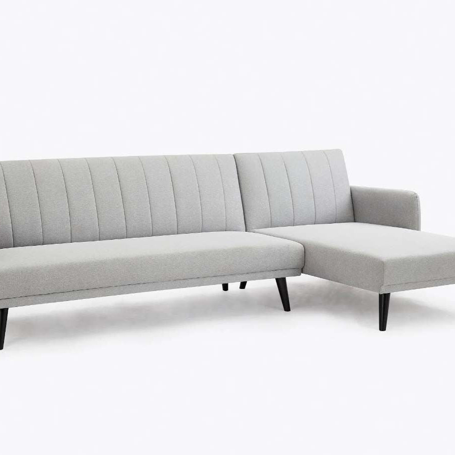 Ethan L Shape Fabric Sofa Bed - Light Grey