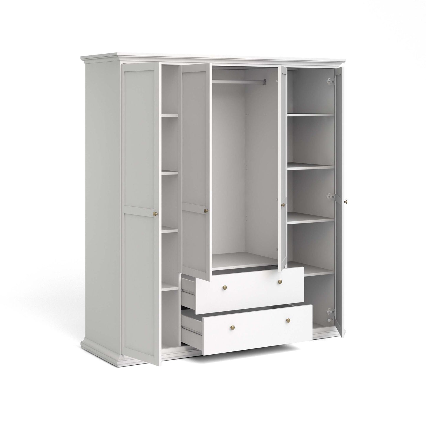 Paris Wardrobe with 4 Doors 2 Drawers - White