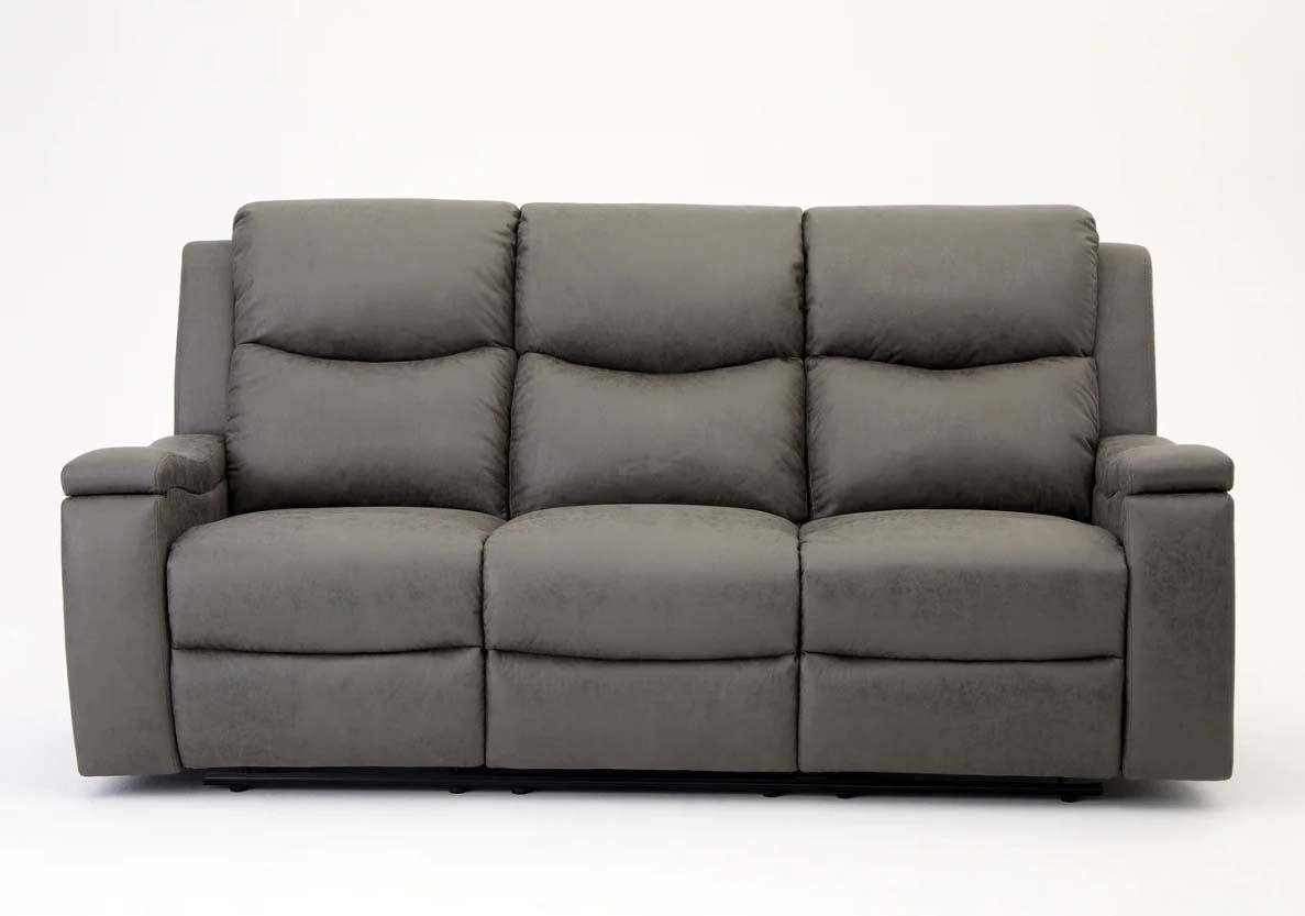 Jackson Faux Leather 3 Seater Recliner - Grey
