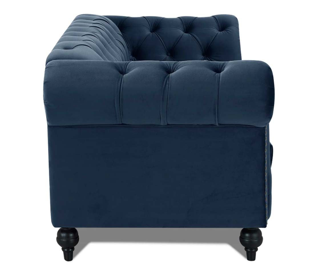 Emma Velvet 3 Seater Fabric Sofa - Midnight Blue