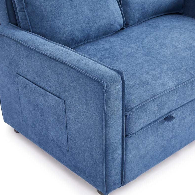 Sandhurst 2 Seater Pull Out Sofa Bed Linen Fabric- Blue
