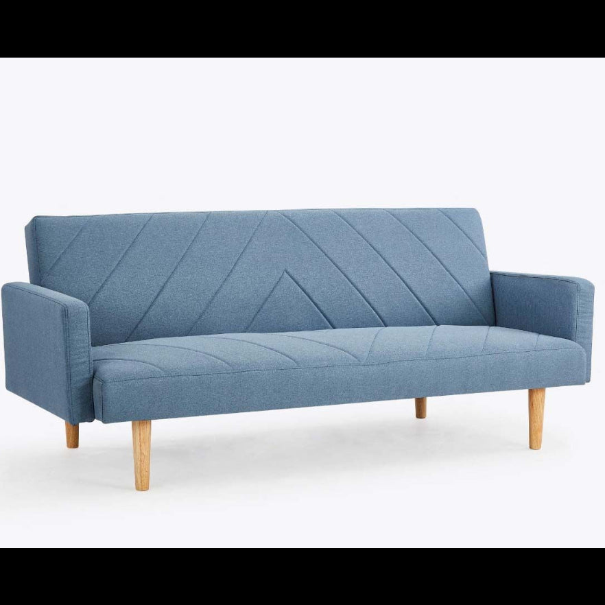 Alexs 3 Seater Fabric Clic-Clac Sofa Bed - Blue Chevron Design