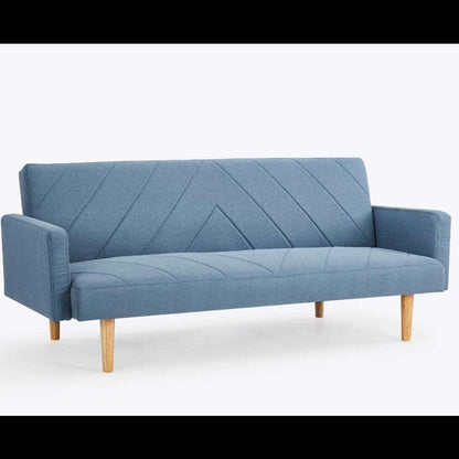Alexs 3 Seater Fabric Clic-Clac Sofa Bed - Blue Chevron Design