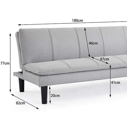 Adam 3 Seater Sofa Bed - Light Grey Woven Fabric