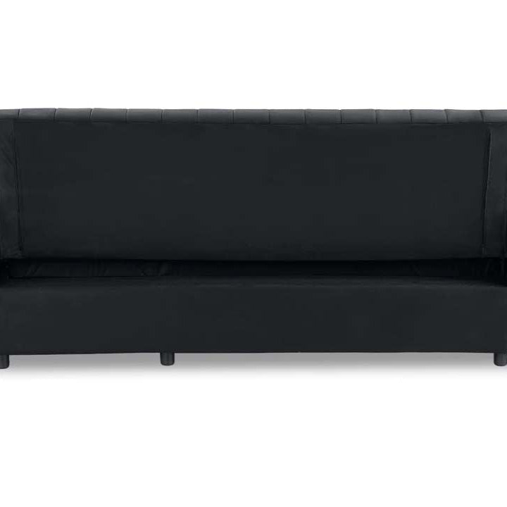 Anglia 3 Seater Storage Sofa Bed with Pull Out Chaise - Black Velvet back