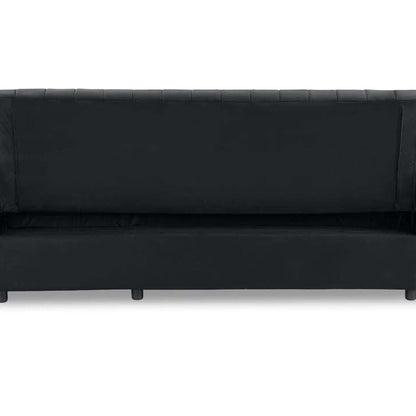 Anglia 3 Seater Storage Sofa Bed with Pull Out Chaise - Black Velvet back