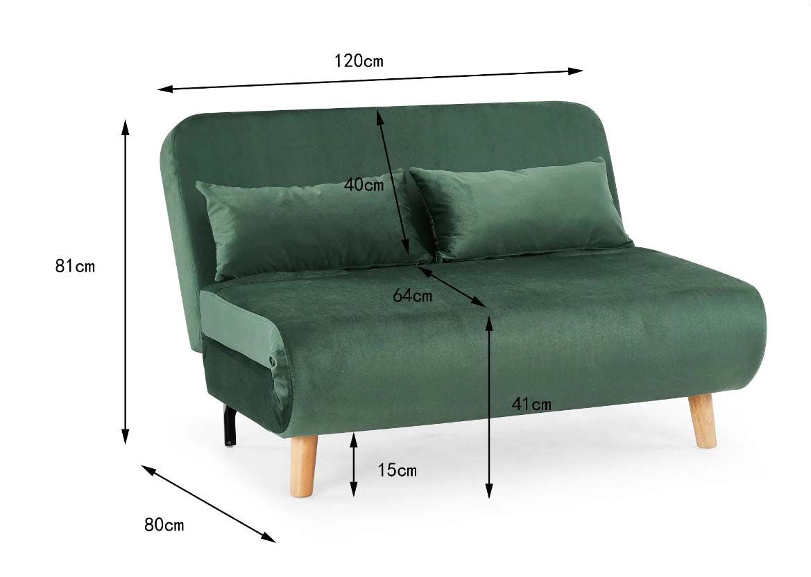 Lawson Double Futon Sofa Bed - Green Velvet