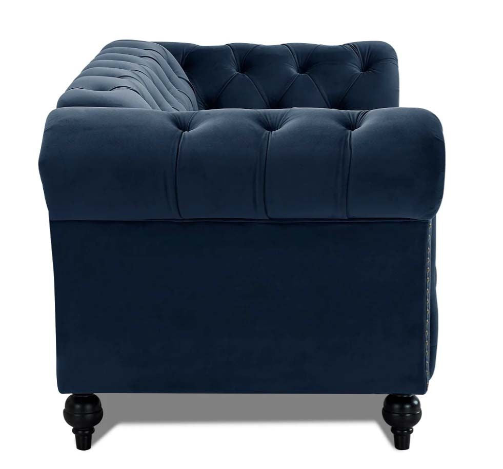 Emma Velvet 2 Seater Fabric Sofa - Midnight Blue
