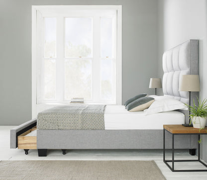 Palma King Bed with Pull Out Drawer - Grey