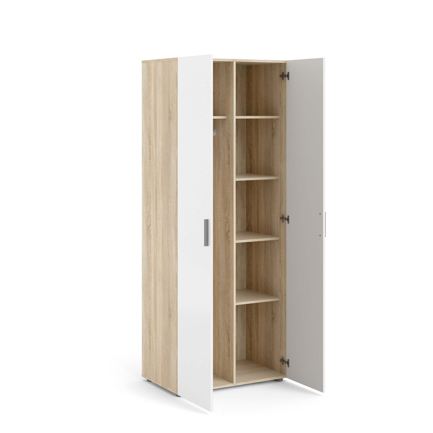 Pepe Wardrobe with 2 Doors - Oak effect with white high gloss