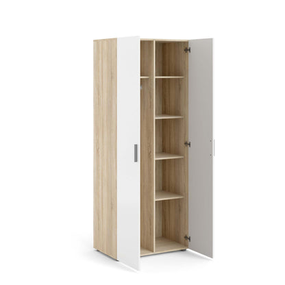 Pepe Wardrobe with 2 Doors - Oak effect with white high gloss