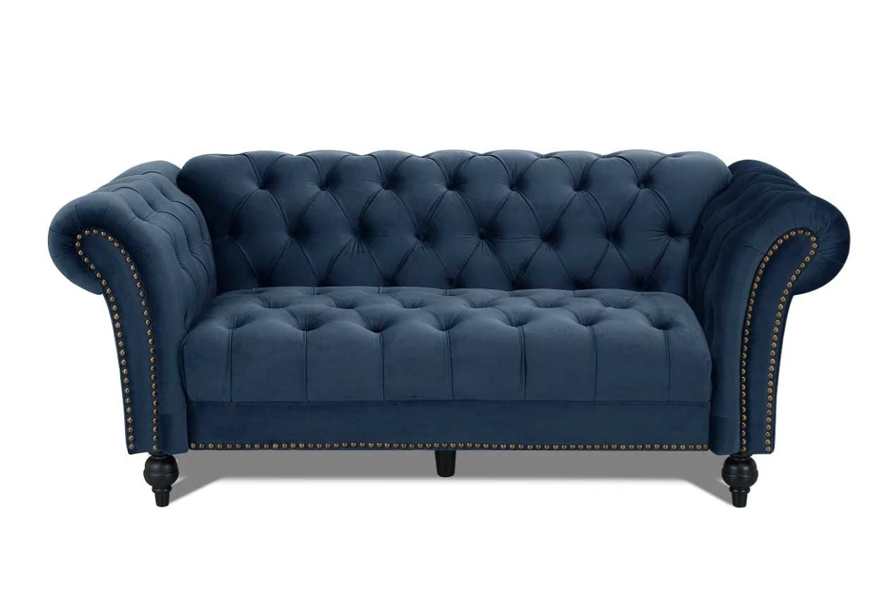 Emma Velvet 3+2 Seater Fabric Sofa - Midnight Blue