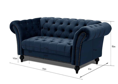 Emma Velvet 2 Seater Fabric Sofa - Midnight Blue
