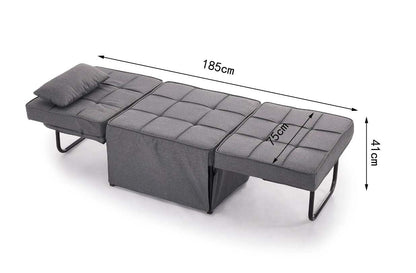 Oillie 1 Seater Fabric Ottoman Sofa Bed - Dark Grey