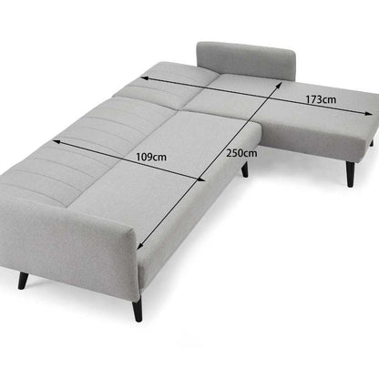 Ethan L Shape Fabric Sofa Bed - Light Grey