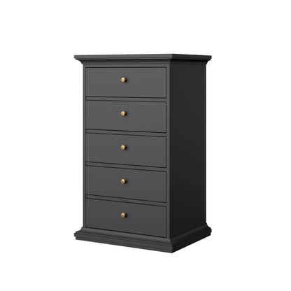 Paris Chest of 5 Drawers - Grey