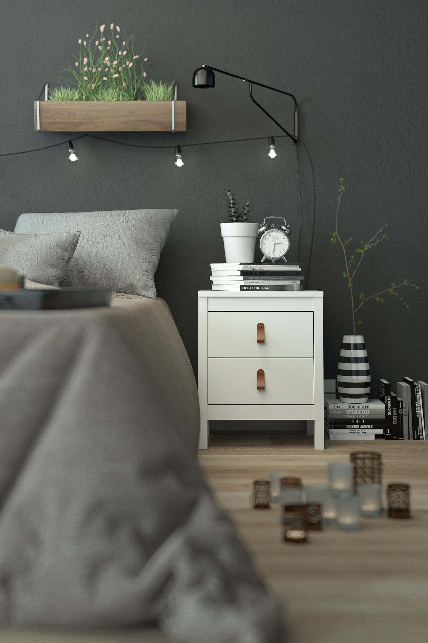 Madrid 2 Drawer Nightstand - White