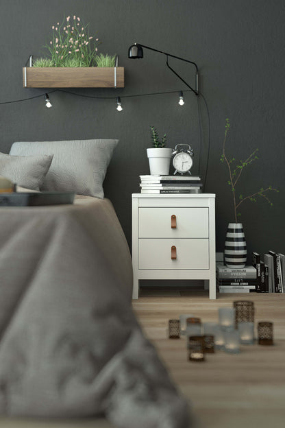 Madrid 2 Drawer Nightstand - White