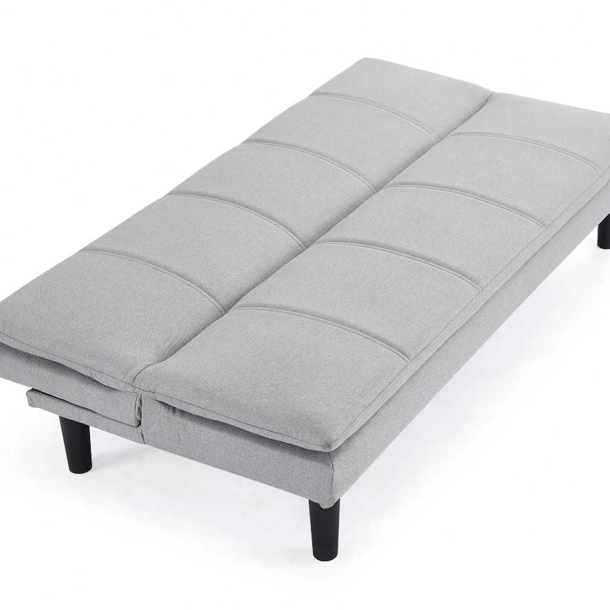 Adam 3 Seater Sofa Bed - Light Grey Woven Fabric flattend like bed