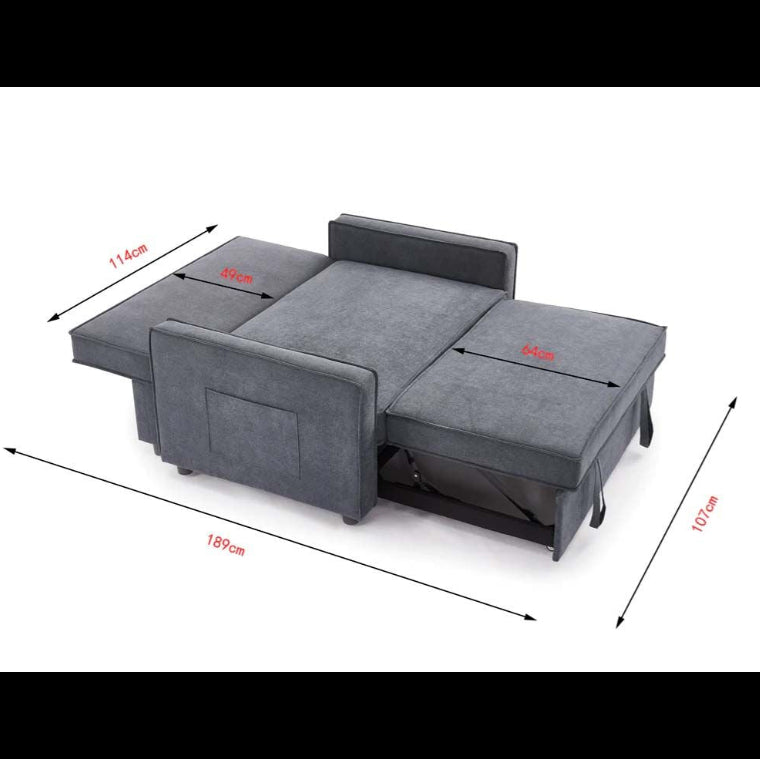 Sandhurst 2 Seater Linen Fabric Pull Out Sofa Bed - Dark Grey