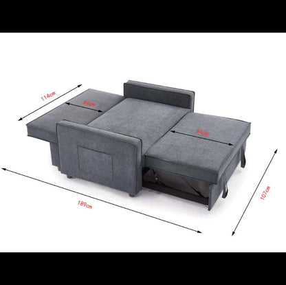 Sandhurst 2 Seater Linen Fabric Pull Out Sofa Bed - Dark Grey
