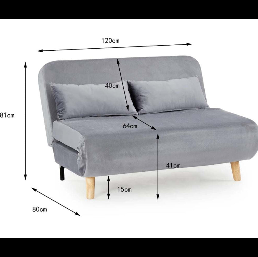 Lawson Double Futon Sofa Bed - Grey Velvet