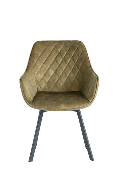 Vnvita Dining Chair Set of 2, Green Velvet with Black Leg