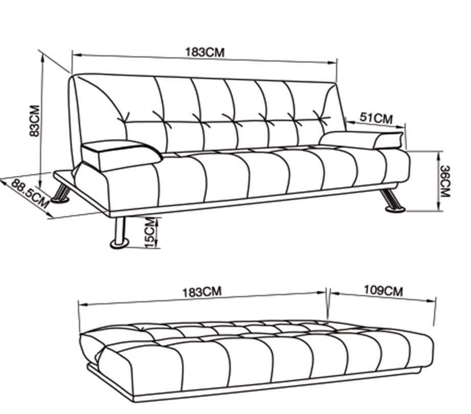Montana Sofa Bed 3 Seater Faux Leather Sofabed, Black