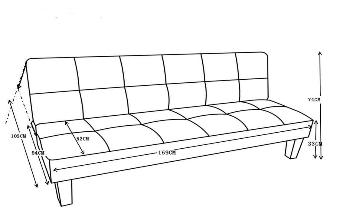 Fabric 3 Seater Sofa Bed Faux Suede Fabric, Charcoal
